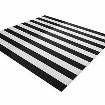 Black White Striped Area Rug Hand Woven Cotton Washable Indoor Outdoor