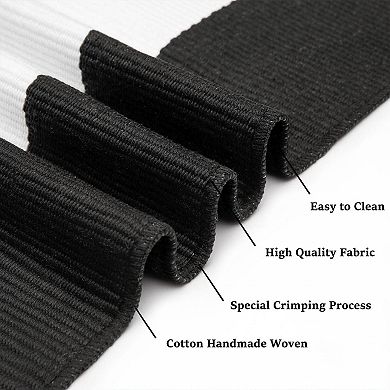 Black White Striped Area Rug Hand Woven Cotton Washable Indoor Outdoor
