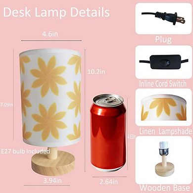 Small Bedside Table Lamp with 3 Brightness Levels and Inline Control