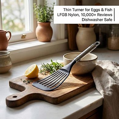 Slotted Egg Turner, Flexible, Heat-Resistant for Nonstick Cooking