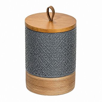 Ceramic Airtight Coffee Canister w/Wooden Lid Stackable Food Storage Jar for Beans Spices Farmhouse