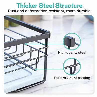 Dish Drying Rack with Stone Mat Quick Drying Stainless Sturdy Space Saving Kitchen Counter
