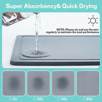 Dish Drying Rack with Stone Mat Quick Drying Stainless Sturdy Space Saving Kitchen Counter