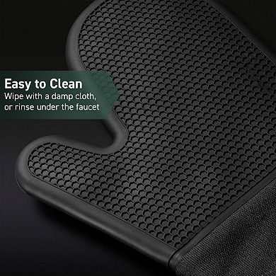 Silicone Oven Mitt Set 2-Pack Heat Resistant Non-Slip Grip Cotton Interior 12.5in
