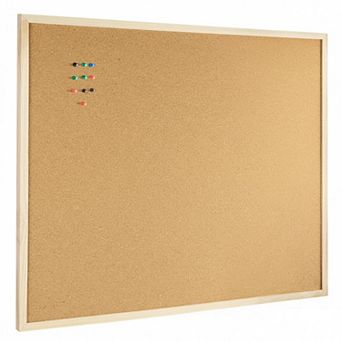 24x36 Wooden Framed Cork Board Bulletin with Pins Hooks