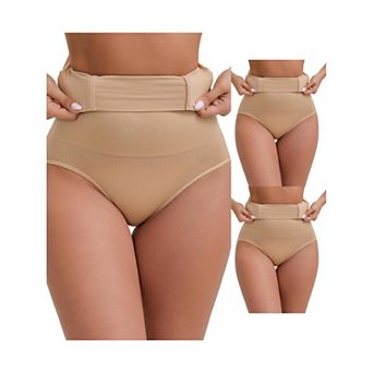 3 Packs Women's High-Waisted Hip Lifting Briefs Postpartum Tummy Control Breathable Control Panties