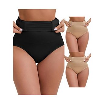 3 Packs Women's High-Waisted Hip Lifting Briefs Postpartum Tummy Control Breathable Control Panties