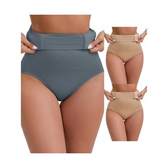 3 Packs Women's High-Waisted Hip Lifting Briefs Postpartum Tummy Control Breathable Control Panties