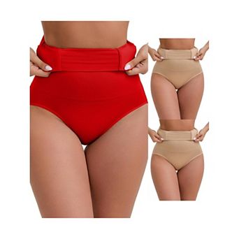 3 Packs Women's High-Waisted Hip Lifting Briefs Postpartum Tummy Control Breathable Control Panties