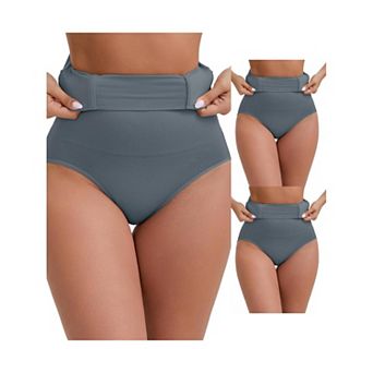 3 Packs Women's High-Waisted Hip Lifting Briefs Postpartum Tummy Control Breathable Control Panties