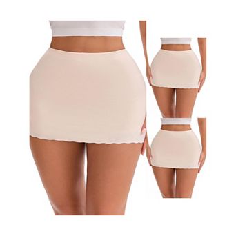 3 Packs Women's Tummy Control Boyshorts Mid-Waisted Hip Lifting Lightweight Seamless Slip Shorts