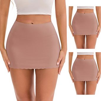 3 Packs Women's Tummy Control Boyshorts Mid-Waisted Hip Lifting Lightweight Seamless Slip Shorts