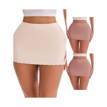 3 Packs Women's Tummy Control Boyshorts Mid-Waisted Hip Lifting Lightweight Seamless Slip Shorts