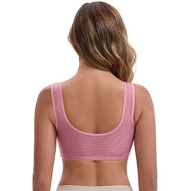 3 Packs Women's Lace Front Closure Full Cup Wireless Bra V-Neck Wide Straps Soft Push Up Bras
