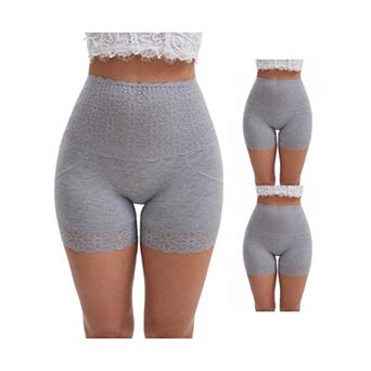 3 Packs Women's Wide Lace Trim High-Waisted Shaping Panties Tummy Control Hip-Lifting Shapewear