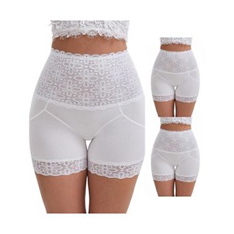 3 Packs Women's Wide Lace Trim High-Waisted Shaping Panties Tummy Control Hip-Lifting Shapewear