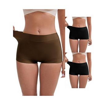 3 Packs Women's Slimming Waist Hip-Lifter Shaping Shorts Anti Chafing Control Panties Under Dress