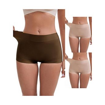 3 Packs Women's Slimming Waist Hip-Lifter Shaping Shorts Anti Chafing Control Panties Under Dress