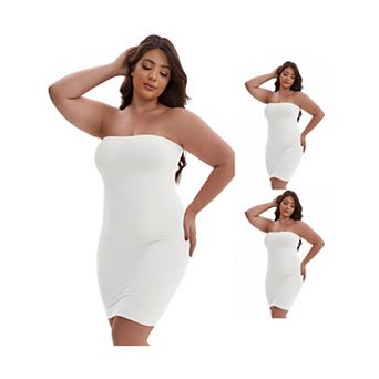 3 Packs Women's Push-Up Strapless Bandeau Shaper Petticoat Tummy Control Hip-Lifting Slim Full Slip