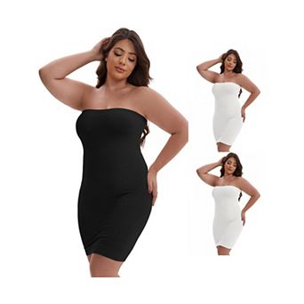 3 Packs Women's Push-Up Strapless Bandeau Shaper Petticoat Tummy Control Hip-Lifting Slim Full Slip
