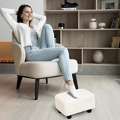 Small Foot Stool Ottoman, Padded Footrest with Legs, Multi-Use