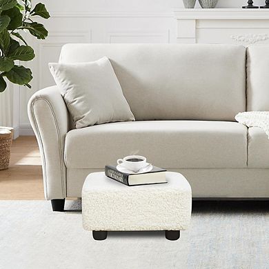 Small Foot Stool Ottoman, Padded Footrest with Legs, Multi-Use