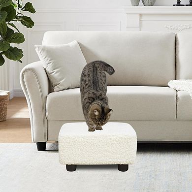Small Foot Stool Ottoman, Padded Footrest with Legs, Multi-Use
