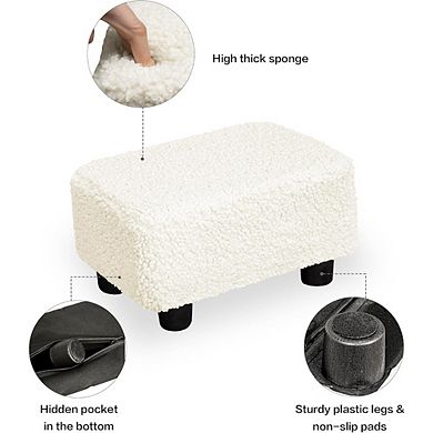 Small Foot Stool Ottoman, Padded Footrest with Legs, Multi-Use