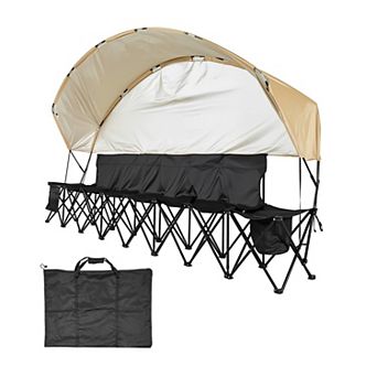 YIORTWO Portable Folding Bench 6 Seat Soccer Bench with Sunshade