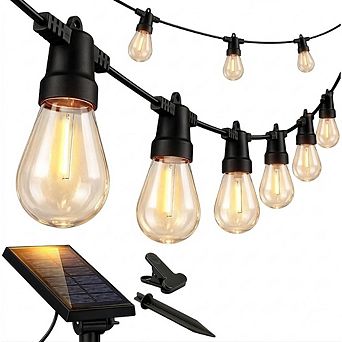 Solar Outdoor String Lights, Waterproof Shatterproof Edison Patio Lights