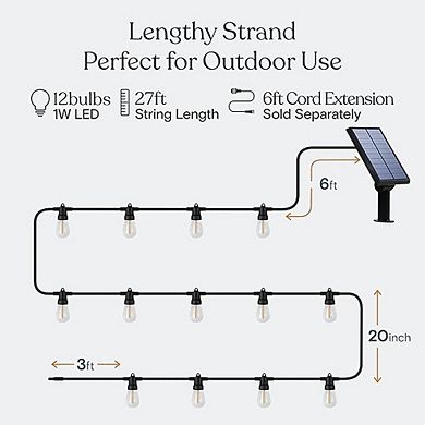Solar Outdoor String Lights, Waterproof Shatterproof Edison Patio Lights