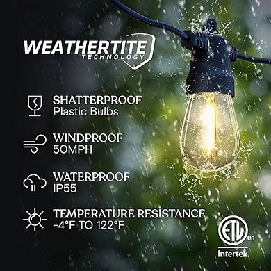 Solar Outdoor String Lights, Waterproof Shatterproof Edison Patio Lights