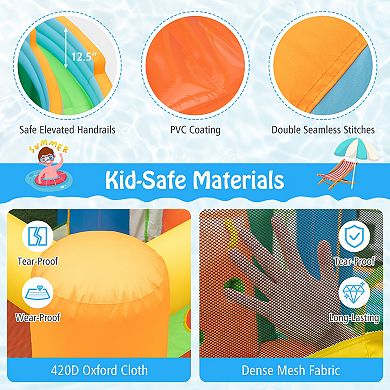 Inflatable Water Slide Park with Dual Slides Splash Pool Ball Games and Blower