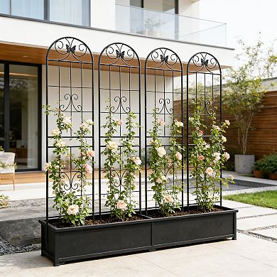 Loheer 4 Pack Metal Garden Trellis for Climbing Plants Outdoor Flower Support
