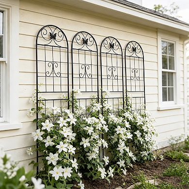 Loheer 4 Pack Metal Garden Trellis for Climbing Plants Outdoor Flower Support