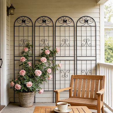 Loheer 4 Pack Metal Garden Trellis for Climbing Plants Outdoor Flower Support