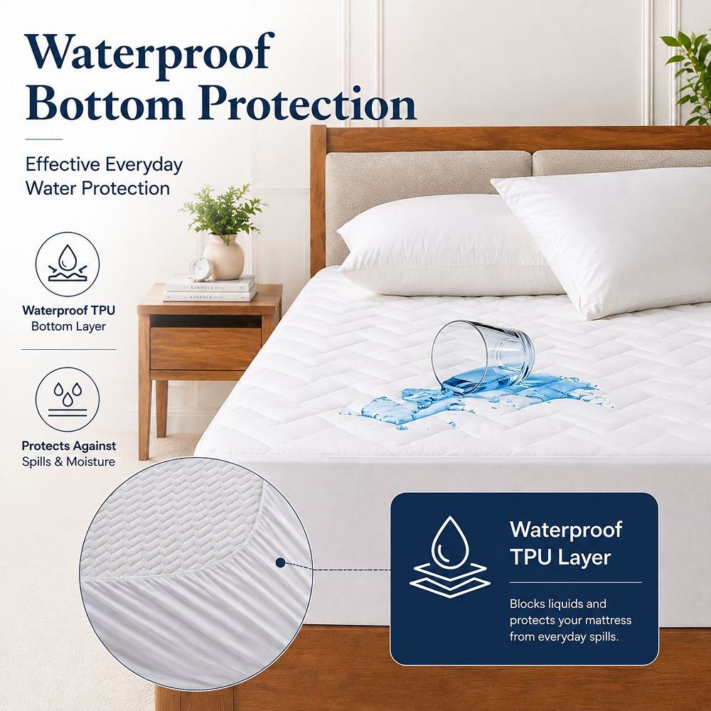 Peace Nest Waterproof Cooling Mattress Pad Polyline Quilt with Fitted Skirt