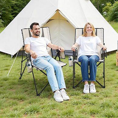 YIORTWO Folding Camping Chair with 3 Reclining Positions High Back