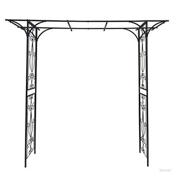 Loheer Metal Garden Arch for Climbing Plants and Roses Outdoor Black
