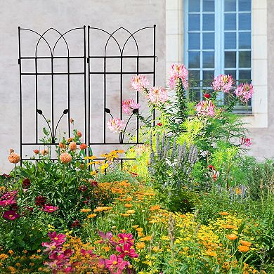 Loheer 4 Pack Metal Garden Trellis for Climbing Plants Outdoor Rustproof Flower Support