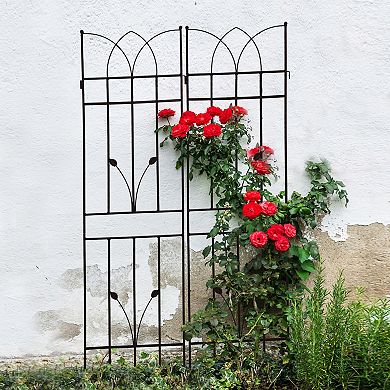 Loheer 4 Pack Metal Garden Trellis for Climbing Plants Outdoor Rustproof Flower Support