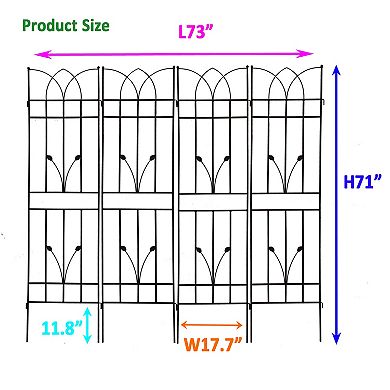 Loheer 4 Pack Metal Garden Trellis for Climbing Plants Outdoor Rustproof Flower Support