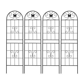 Loheer 4 Pack Metal Garden Trellis for Climbing Plants, Rustproof Outdoor Flower Support