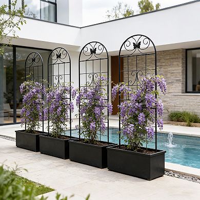 Loheer 4 Pack Metal Garden Trellis for Climbing Plants, Rustproof Outdoor Flower Support