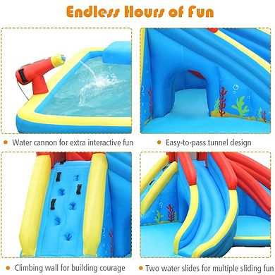 Inflatable Water Slide Bounce House With Double Slides And Pool