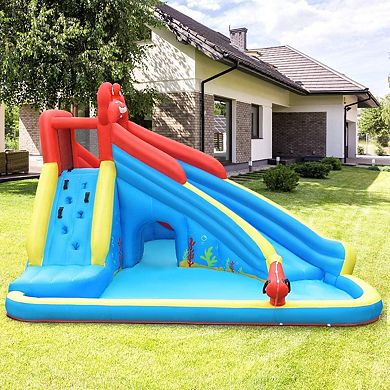 Inflatable Water Slide Bounce House With Double Slides And Pool