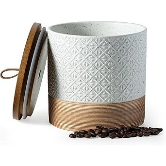 Stackable Ceramic Kitchen Canister with Lid, Coffee Storage Jar
