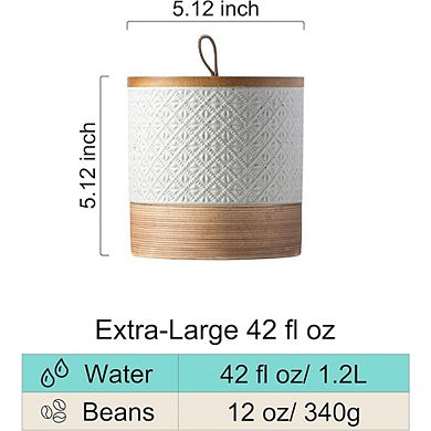 Stackable Ceramic Kitchen Canister with Lid, Coffee Storage Jar
