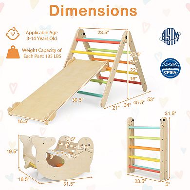 7 In 1 Indoor Climbing Toy Set With Reversible Ramp For Kids