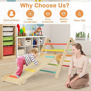 7 In 1 Indoor Climbing Toy Set With Reversible Ramp For Kids